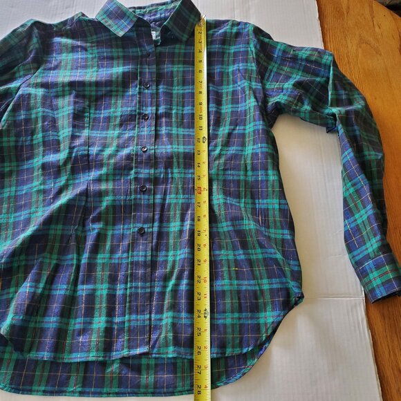 Hobby Horse Show Shirt Blue Green Gold Red Metallic Threading Large - Picture 13 of 16